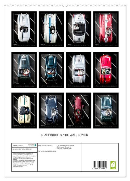 Produktbild: KLASSISCHE SPORTWAGEN 2026 (hochwertiger Premium Wandkalender 2026 DIN A2 hoch), Kunstdruck in Hochglanz