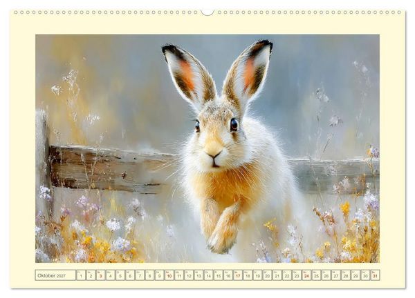 Produktbild: Wildhasen. Meister der Tarnung in offener Feldflur (hochwertiger Premium Wandkalender 2027 DIN A2 quer), Kunstdruck in Hochglanz