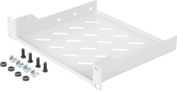 Produktbild: Digitus DN-10-TRAY-2 10 Zoll Netzwerkschrank-Ger&auml;teboden mit L&uuml;ftungsschlitzen, Perforiert Geeignet f&uuml;r Schranktiefe: ab 300 mm Lichtgrau (RAL 703