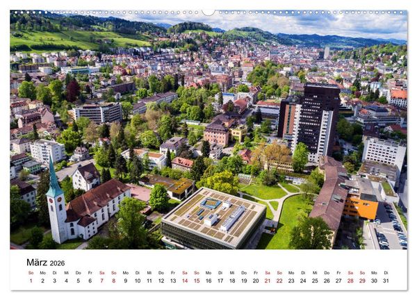 Produktbild: Luftbildkalender St. Gallen 2026 (Wandkalender 2026 DIN A2 quer), CALVENDO Monatskalender