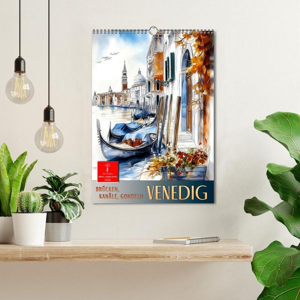 Produktbild: Venedig - Br&uuml;cken, Kan&auml;le, Gondeln (Wandkalender 2026 DIN A3 hoch), CALVENDO Monatskalender