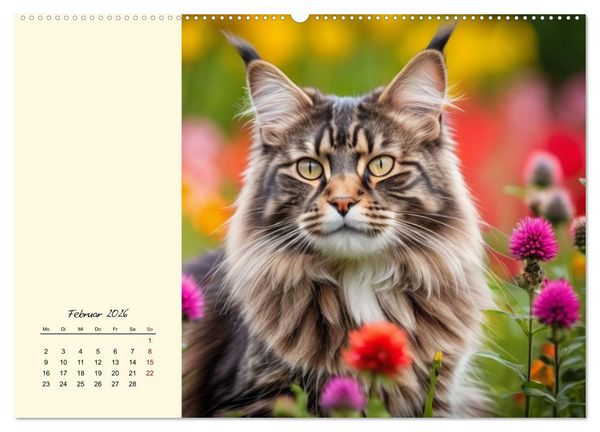 Produktbild: Samtpfoten im Bl&uuml;tenmeer (hochwertiger Premium Wandkalender 2026 DIN A2 quer), Kunstdruck in Hochglanz