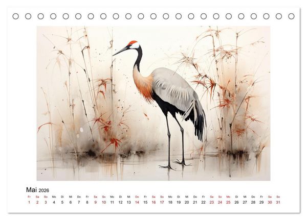 Produktbild: Heiwa - Friedliche Aquarelle im japanischen Stil (Tischkalender 2026 DIN A5 quer), CALVENDO Monatskalender