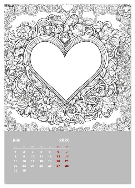 Produktbild: Coloriage (Calendrier mural 2026 DIN A4 horizontal), CALVENDO calendrier mensuel