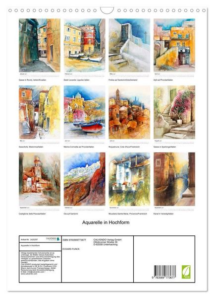 Produktbild: Aquarelle in Hochform (Wandkalender 2027 DIN A3 hoch), CALVENDO Monatskalender