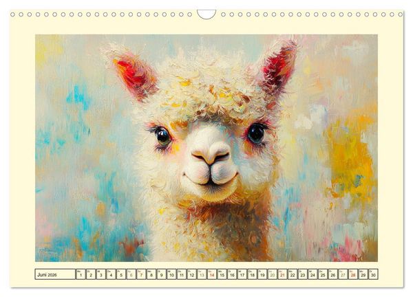 Produktbild: Alpakas. Entz&uuml;ckende Paintings in duftigen Farben (Wandkalender 2026 DIN A3 quer), CALVENDO Monatskalender
