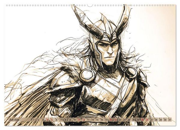 Produktbild: G&ouml;tter der Wikinger - Skizzen zur Welt der Nordischen Mythologie (hochwertiger Premium Wandkalender 2026 DIN A2 quer), Kunstdruck in Hochglanz