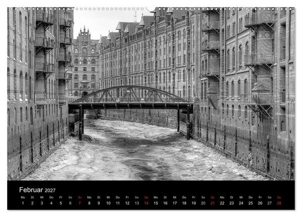 Produktbild: Hamburg monochrome Impressionen (Wandkalender 2027 DIN A2 quer), CALVENDO Monatskalender