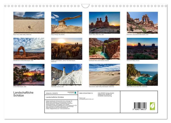 Produktbild: Landschaftliche Sch&auml;tze (Wandkalender 2026 DIN A3 quer), CALVENDO Monatskalender