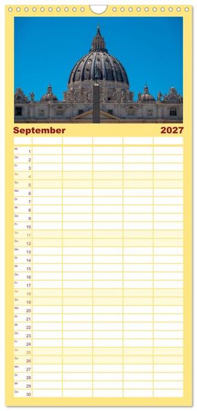 Produktbild: Familienplaner 2027 - San Pietro - Petersplatz und Petersdom mit 5 Spalten (Wandkalender, 21 x 45 cm) CALVENDO