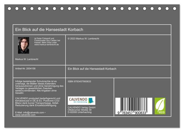 Produktbild: Ein Blick auf die Hansestadt Korbach (Tischkalender 2026 DIN A5 quer), CALVENDO Monatskalender