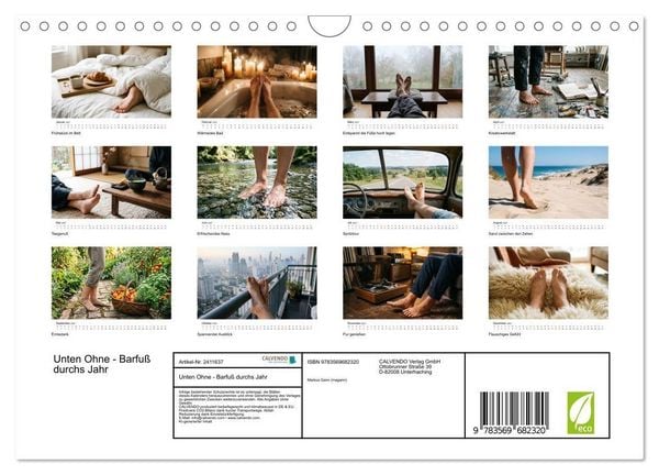 Produktbild: Unten Ohne - Barfu&szlig; durchs Jahr (Wandkalender 2027 DIN A4 quer), CALVENDO Monatskalender