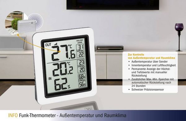 Produktbild: TFA Dostmann Funk-Thermometer INFO Funk-Thermometer 30.3065.02