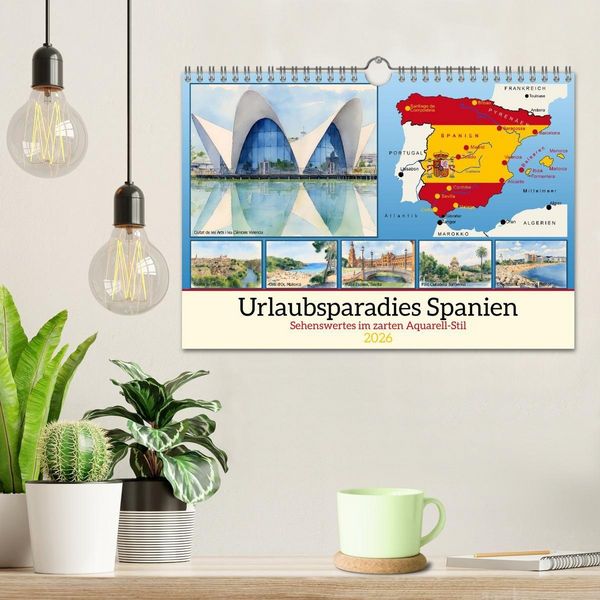 Produktbild: Urlaubsparadies Spanien (Wandkalender 2026 DIN A4 quer), CALVENDO Monatskalender