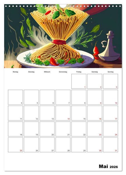 Produktbild: Nudelgerichte einmal anders serviert (Wandkalender 2026 DIN A3 hoch), CALVENDO Monatskalender