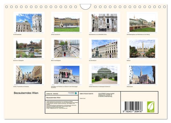 Produktbild: Bezauberndes Wien (Wandkalender 2026 DIN A4 quer), CALVENDO Monatskalender