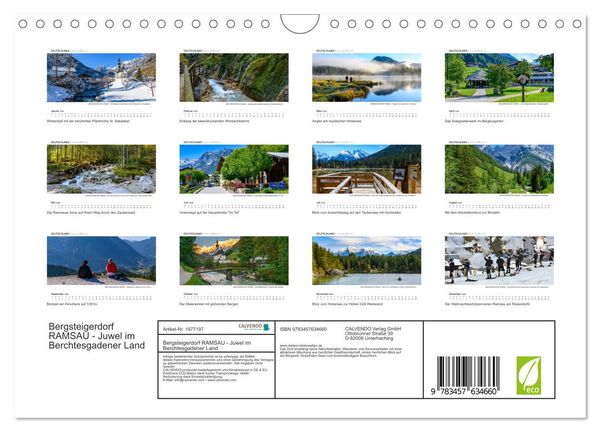Produktbild: Bergsteigerdorf RAMSAU - Juwel im Berchtesgadener Land (Wandkalender 2026 DIN A4 quer), CALVENDO Monatskalender