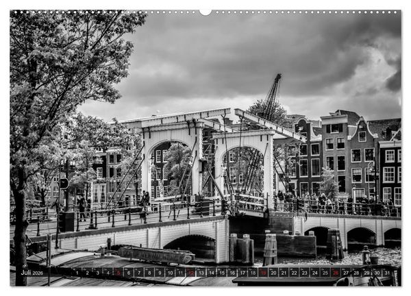 Produktbild: AMSTERDAM Stadtherz in Monochrom (Wandkalender 2026 DIN A2 quer), CALVENDO Monatskalender