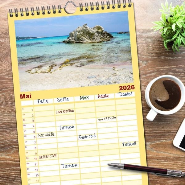 Produktbild: Familienplaner 2026 - Mallorca Meine Liebe mit 5 Spalten (Wandkalender, 21 x 45 cm) CALVENDO