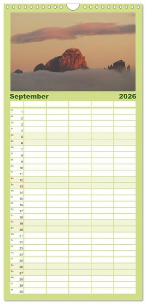 Produktbild: Familienplaner 2026 - S&uuml;dtirol im Jahreslauf mit 5 Spalten (Wandkalender, 21 x 45 cm) CALVENDO