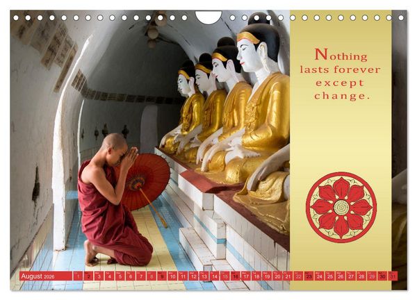Produktbild: BUDDHIST WISDOMS - THE RED UMBRELLA (Wall Calendar 2026 DIN A4 landscape), CALVENDO 12 Month Wall Calendar
