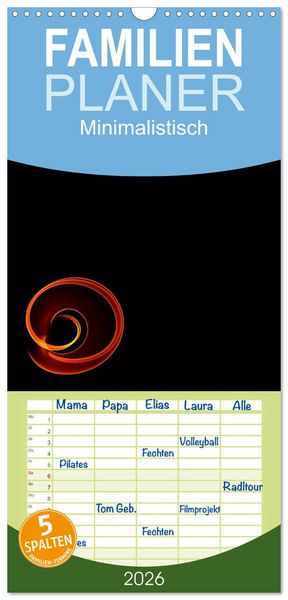 Produktbild: Familienplaner 2026 - Minimalistisch mit 5 Spalten (Wandkalender, 21 x 45 cm) CALVENDO