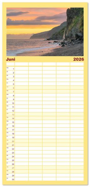 Produktbild: Familienplaner 2026 - Wundersch&ouml;nes Madeira mit 5 Spalten (Wandkalender, 21 x 45 cm) CALVENDO