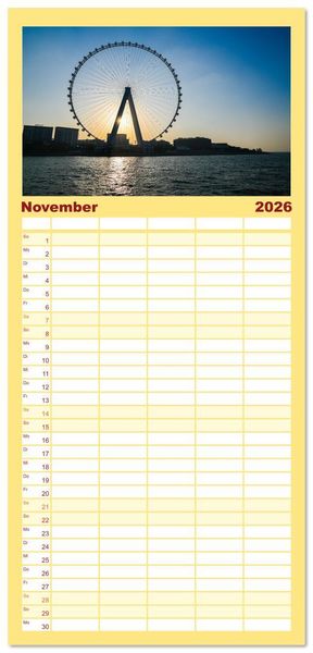 Produktbild: Familienplaner 2026 - Wundervolles Dubai mit 5 Spalten (Wandkalender, 21 x 45 cm) CALVENDO