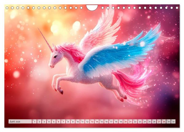 Produktbild: EINHORNZAUBER Traumhafte Glitzerwelt (Wandkalender 2026 DIN A4 quer), CALVENDO Monatskalender