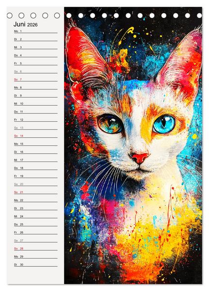 Produktbild: Katzenportraits. Moderne Samtpfoten-Kunst (Tischkalender 2026 DIN A5 hoch), CALVENDO Monatskalender