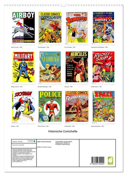 Produktbild: Historische Comichefte (hochwertiger Premium Wandkalender 2026 DIN A2 hoch), Kunstdruck in Hochglanz
