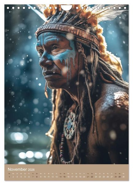 Produktbild: Schamanische Seelen: Mystische Indianerportraits (Wandkalender 2026 DIN A4 hoch), CALVENDO Monatskalender