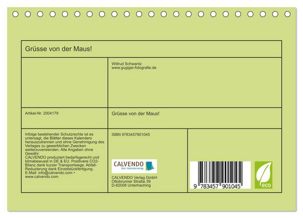 Produktbild: Gr&uuml;sse von der Maus! (Tischkalender 2026 DIN A5 quer), CALVENDO Monatskalender