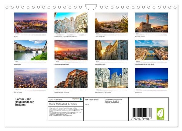 Produktbild: Florenz - Die Hauptstadt der Toskana. (Wandkalender 2026 DIN A4 quer), CALVENDO Monatskalender
