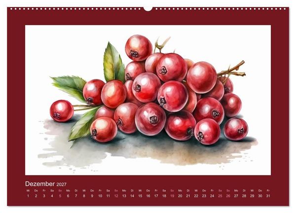 Produktbild: Fr&uuml;chte in Wasserfarben - Fruchtige KI-Kunst f&uuml;r das ganze Jahr (hochwertiger Premium Wandkalender 2027 DIN A2 quer), Kunstdruck in Hochglanz