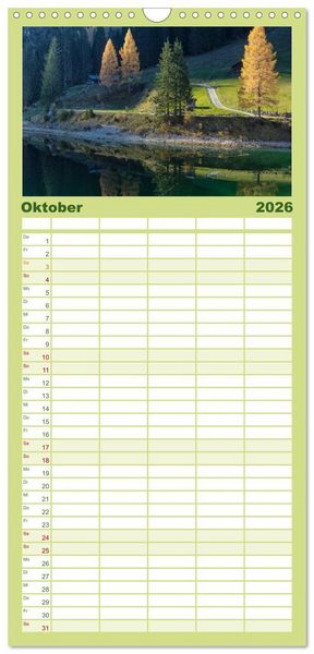 Produktbild: Familienplaner 2026 - Seen - Berge - Salzkammergut mit 5 Spalten (Wandkalender, 21 x 45 cm) CALVENDO
