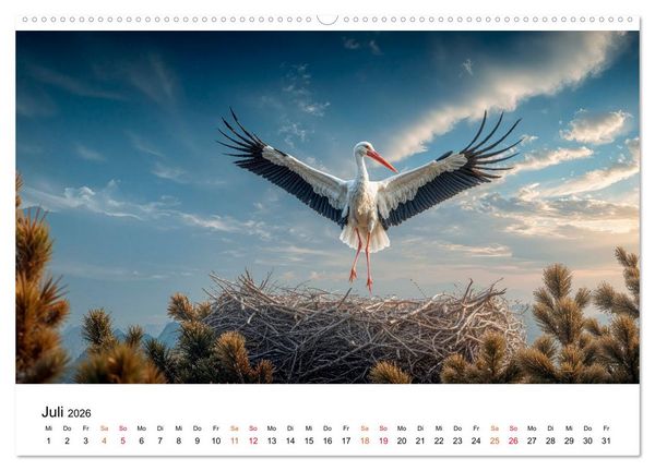Produktbild: St&ouml;rche - Zeit f&uuml;r sch&ouml;ne Augenblicke (Wandkalender 2026 DIN A2 quer), CALVENDO Monatskalender