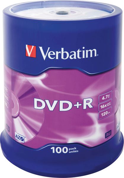 VERBATIM DVD+R 4,7GB 16x 100er Spindel