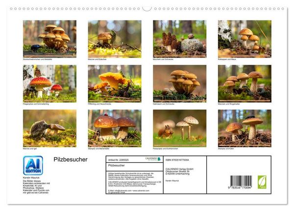 Produktbild: Pilzbesucher (hochwertiger Premium Wandkalender 2027 DIN A2 quer), Kunstdruck in Hochglanz