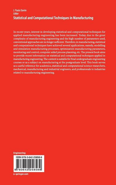 Produktbild: Statistical and Computational Techniques in Manufacturing
