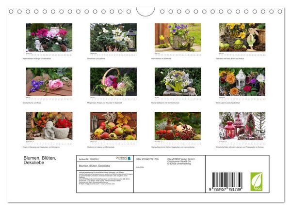 Produktbild: Blumen, Bl&uuml;ten, Dekoliebe (Wandkalender 2026 DIN A4 quer), CALVENDO Monatskalender