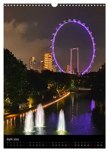 Produktbild: Singapur - Faszinierende Lichterwelt Marina Bay (Wandkalender 2026 DIN A3 hoch), CALVENDO Monatskalender