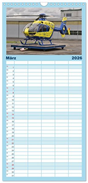 Produktbild: Familienplaner 2026 - Die beeindruckende Welt der Hubschrauber mit 5 Spalten (Wandkalender, 21 x 45 cm) CALVENDO