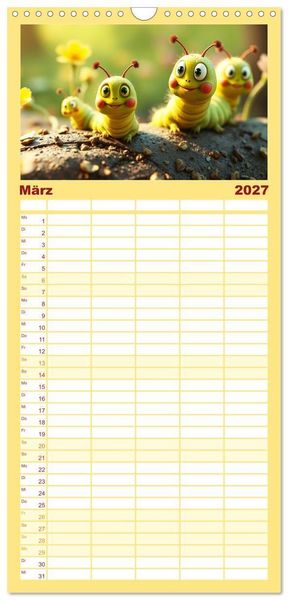 Produktbild: Familienplaner 2027 - Raupen-Rabatz - Ein Jahr voller Krabbelspa&szlig; mit 5 Spalten (Wandkalender, 21 x 45 cm) CALVENDO