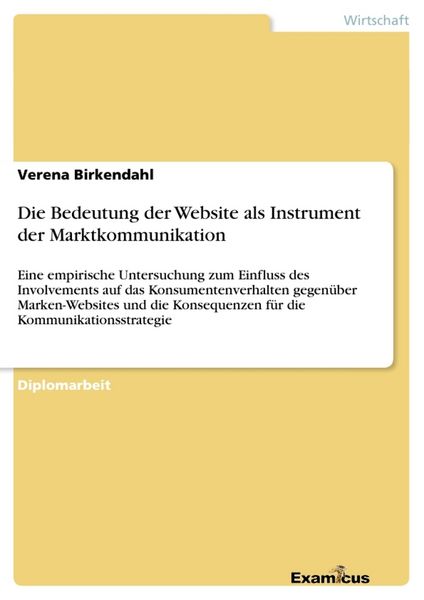 Produktbild: Die Bedeutung der Website als Instrument der Marktkommunikation