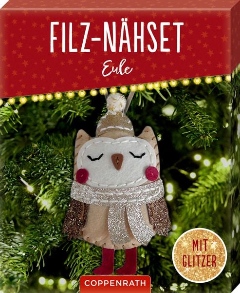 Produktbild: Filz-N&auml;hset Weihnachts-Anh&auml;nger "Eule/Eichh&ouml;rnchen", sort.