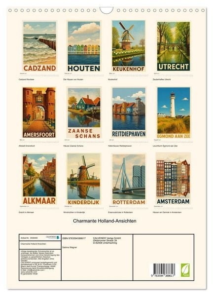 Produktbild: Charmante Holland-Ansichten (Wandkalender 2027 DIN A3 hoch), CALVENDO Monatskalender