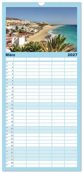 Produktbild: Familienplaner 2027 - Fuerteventura mit 5 Spalten (Wandkalender, 21 x 45 cm) CALVENDO
