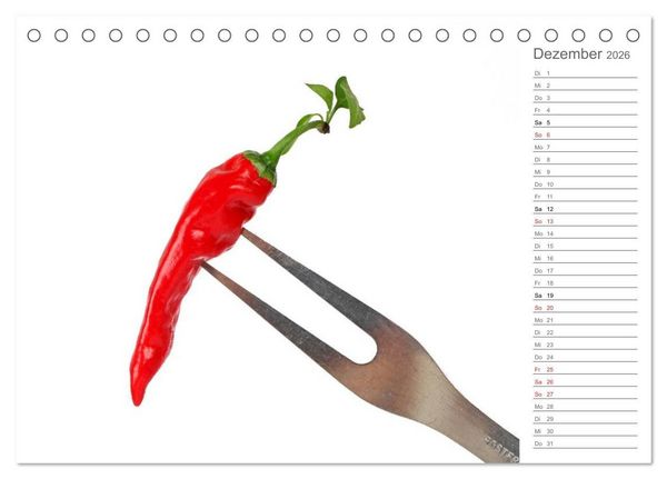 Produktbild: Echt scharf - Der Chili-K&uuml;chen-Planer (Tischkalender 2026 DIN A5 quer), CALVENDO Monatskalender