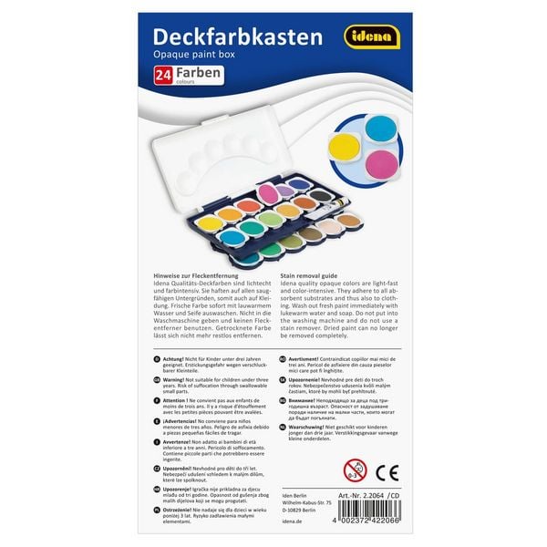 Produktbild: Idena Deckfarbkasten 24 Farben und 1 Tube Deckwei&szlig;